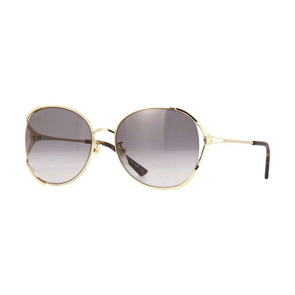 Gucci Sunglasses Oval Full Rim, Gold/Havana Frame and Grey Gradient Lens